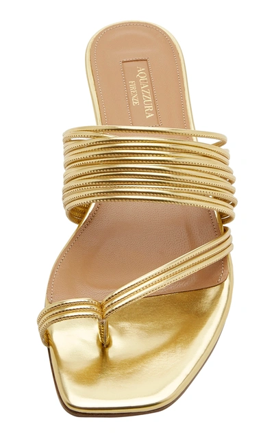 Shop Aquazzura Sunny Metallic Leather Sandals In Gold