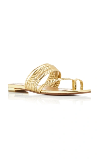 Shop Aquazzura Sunny Metallic Leather Sandals In Gold