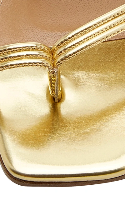 Shop Aquazzura Sunny Metallic Leather Sandals In Gold