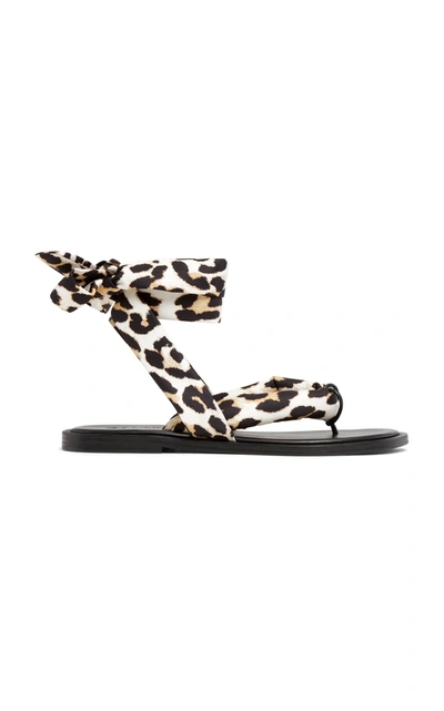 Shop Ganni Recycled Tech Leopard Sandals In Animal