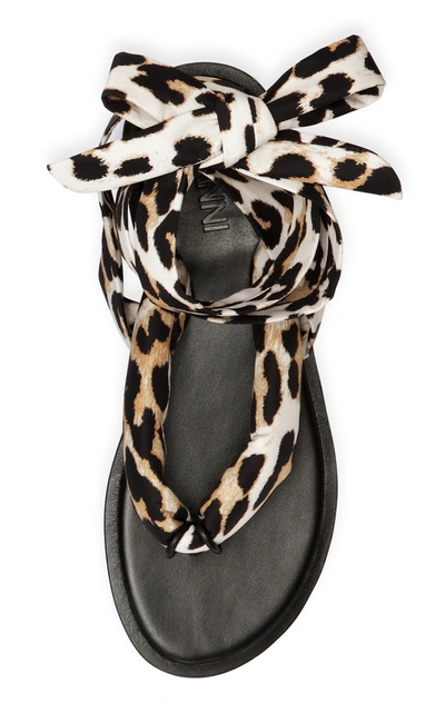 Shop Ganni Recycled Tech Leopard Sandals In Animal