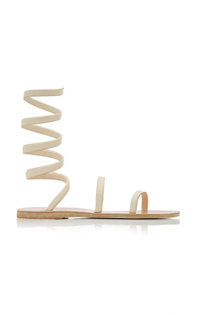 Shop Ancient Greek Sandals Ofis Leather Wrap Sandals In Ivory