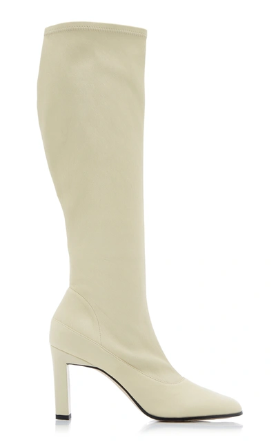 Shop Wandler Women's Lesly Leather Tall Boots In Ivory