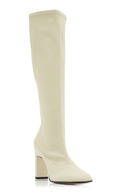 Shop Wandler Women's Lesly Leather Tall Boots In Ivory