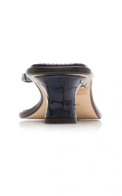 Shop Sies Marjan Alix Croc-effect Leather Sandals In Navy