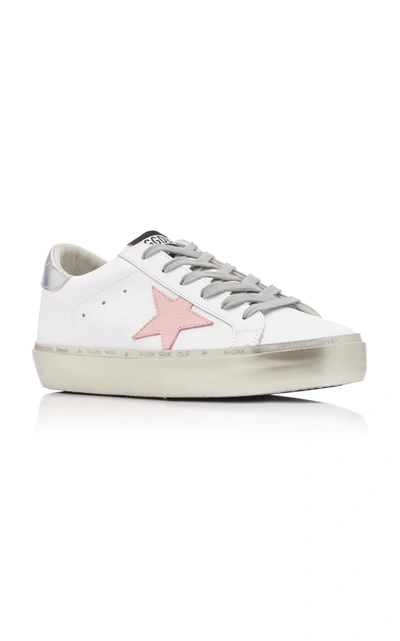 Shop Golden Goose Hi Star Platform Leather Sneakers In White