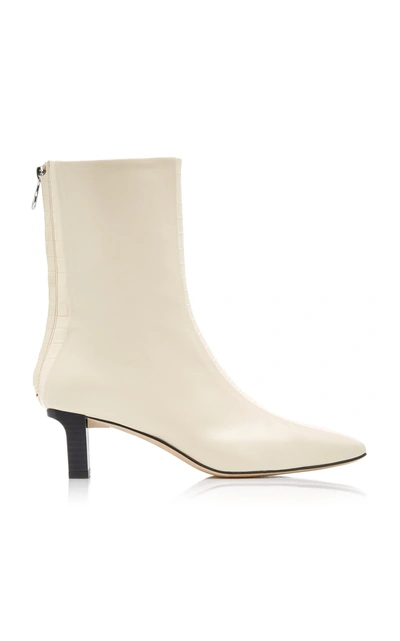 Shop Aeyde Women's Molly Croc-detail Leather Ankle Boots In Ivory