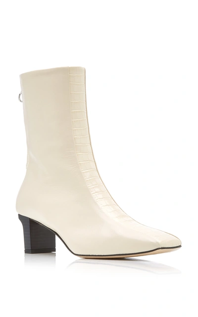 Shop Aeyde Women's Molly Croc-detail Leather Ankle Boots In Ivory