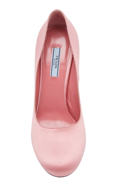 Shop Prada Embellished Satin Pumps In Pink