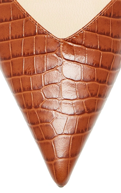 Shop Jimmy Choo Thandi Croc-effect Leather Slingback Pumps In Brown