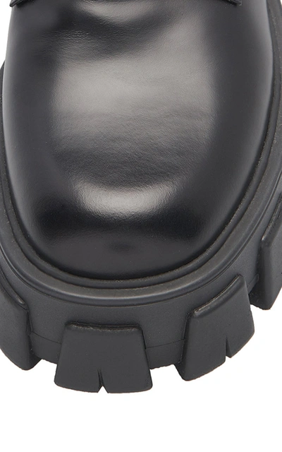 Prada Pouch-detailed Leather Lace-up Boots In Black
