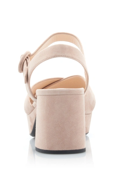 Shop Prada Suede Platform Sandals In Neutral
