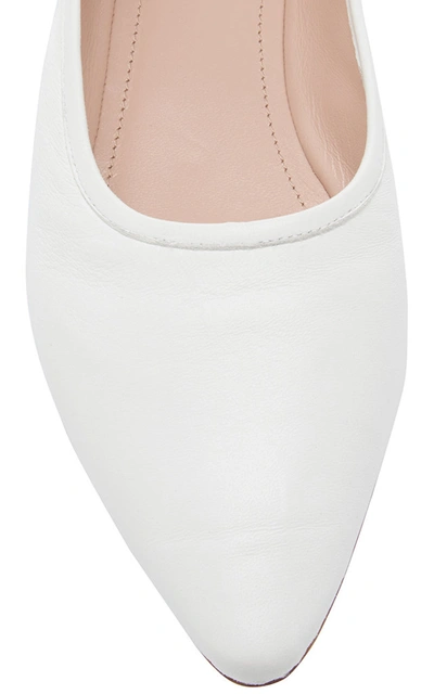 Shop Miu Miu Women's Crystal-strap Leather Ballet Flats In White