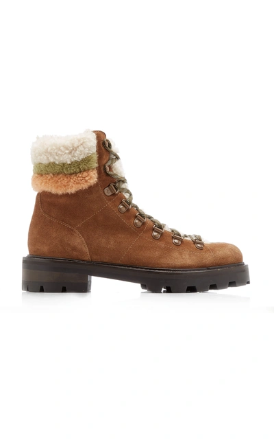 Shop Jimmy Choo Women's Eshe Shearling Combat Boots In Brown