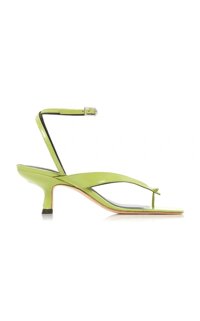 Shop By Far Mindy Leather Sandals In Green