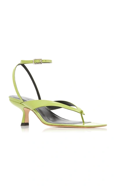 Shop By Far Mindy Leather Sandals In Green