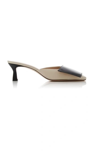 Shop Wandler Isa Two-tone Leather Mules In Black/white