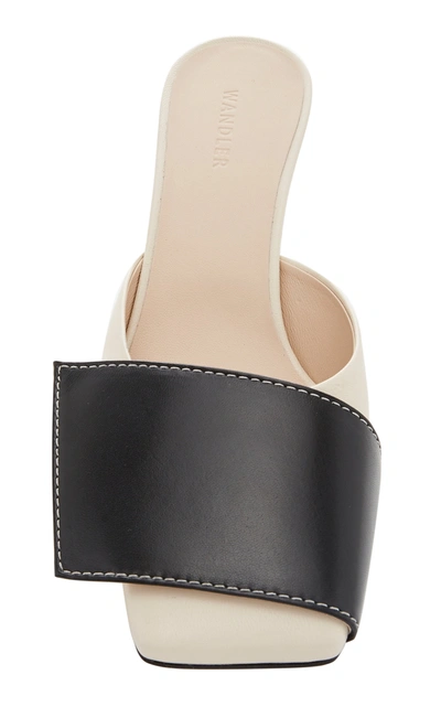 Shop Wandler Isa Two-tone Leather Mules In Black/white