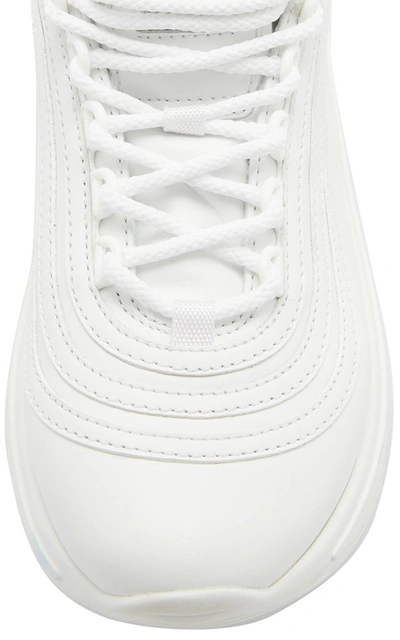 Miu Miu Crystal-embellished Patent-leather Platform Sneakers In White