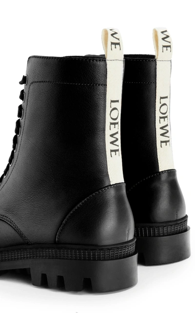 Shop Loewe Leather Combat Boots In Black