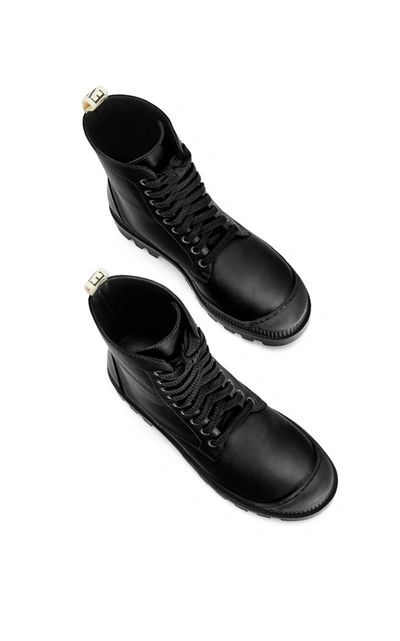 Shop Loewe Leather Combat Boots In Black