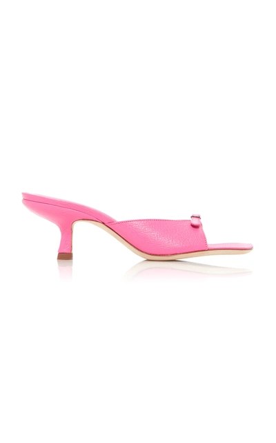 By Far Erin Buckle-embellished Leather Mules In Pink | ModeSens