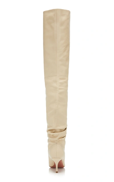 Shop Amina Muaddi Women's Barbara Leather Over-the-knee Boots In White