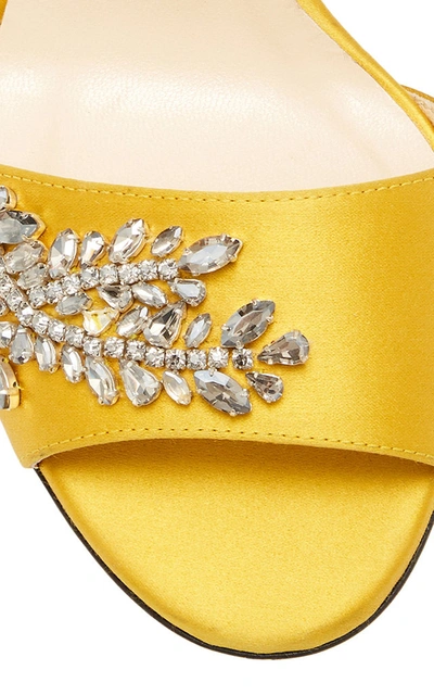 Shop Jimmy Choo Stacey Crystal-embellished Satin Sandals In Yellow