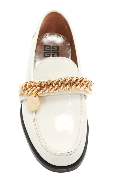 Shop Givenchy Embellished Patent-leather Loafers In Neutral