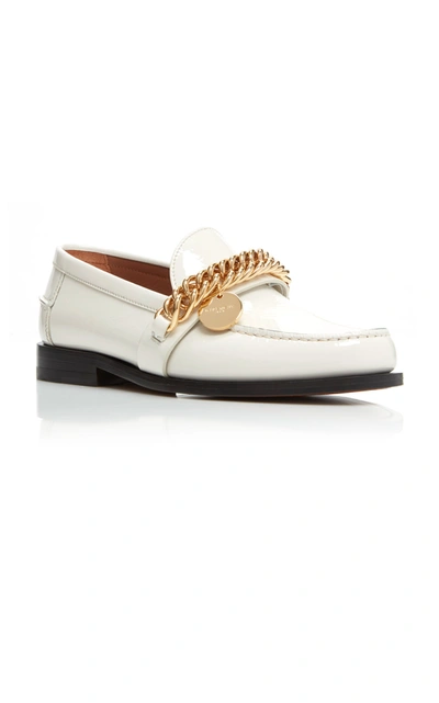 Shop Givenchy Embellished Patent-leather Loafers In Neutral
