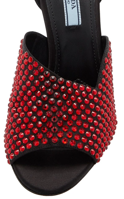 Shop Prada Crystal-embellished Satin Sandals In Red