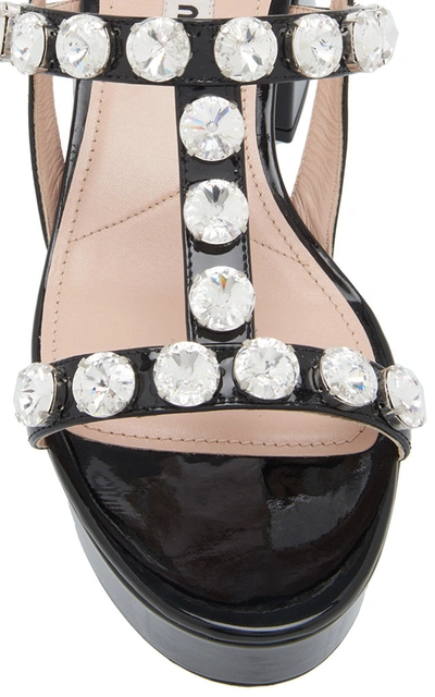 Shop Miu Miu Women's Embellished Suede Platform Sandals In Black