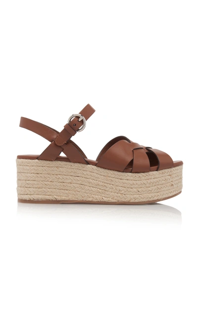 Shop Prada Women's Woven Leather Sandals In Brown