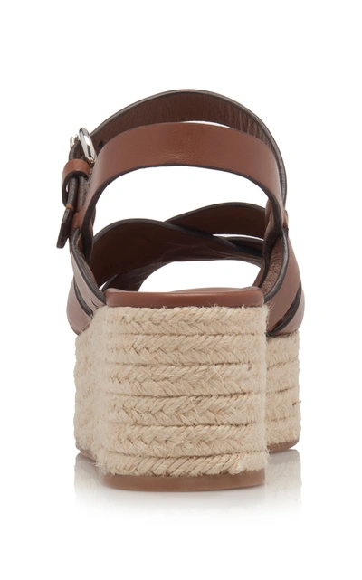 Shop Prada Women's Woven Leather Sandals In Brown