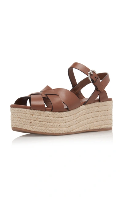 Shop Prada Women's Woven Leather Sandals In Brown