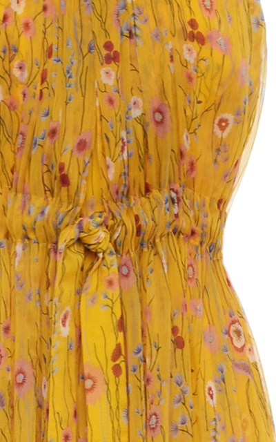 Shop Alexis Janina Printed Tulle Jumpsuit In Yellow