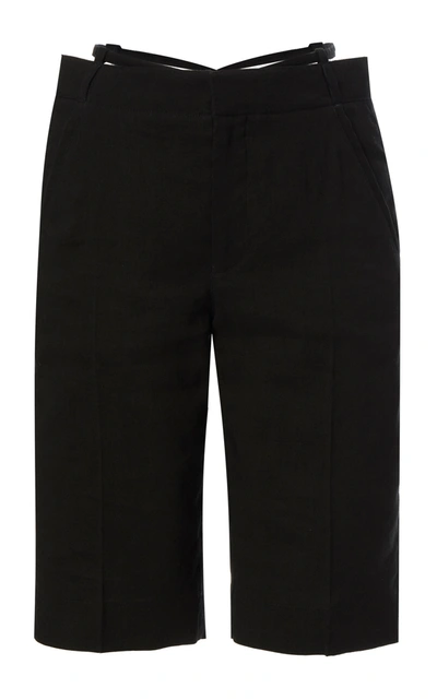 Shop Jacquemus Women's Gardian Hemp-blend Knee-length Shorts In Black