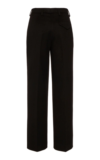 Shop Prada Straight-leg Wool Trousers In Black