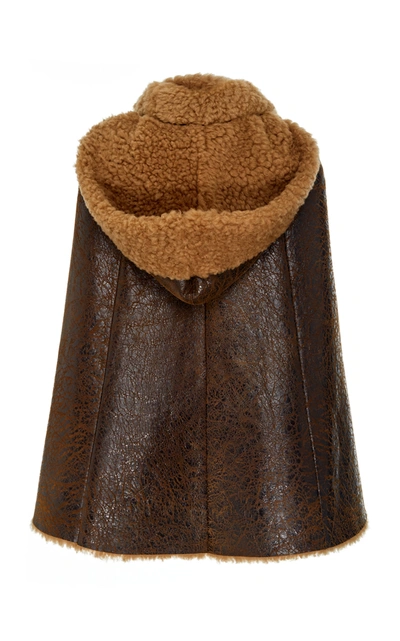 Shop Miu Miu Women's Cape-effect Shearling Coat In Brown