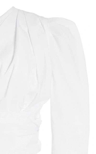Shop Alexandre Vauthier Women's Asymmetric Cotton-poplin Wrap Top In White