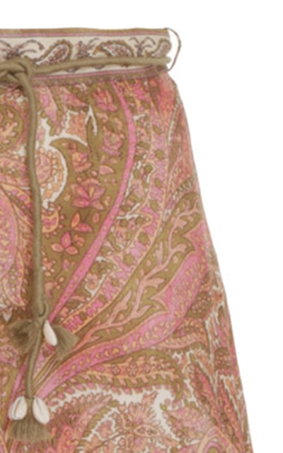 Shop Zimmermann Women's Brighton Linen Midi Skirt In Print