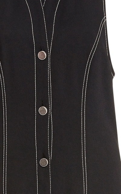 Shop Proenza Schouler White Label Rumpled Piquã© Button-front Midi Dress In Black
