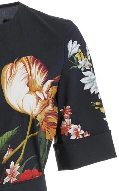 Shop Oscar De La Renta Floral-print Cotton-blend Dress