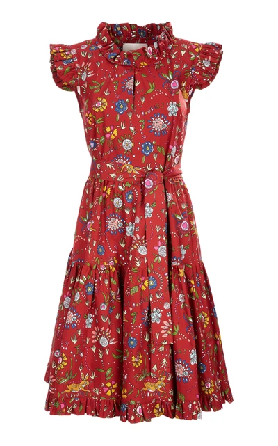 Shop La Doublej Short & Sassy Printed Cotton Dress In Red