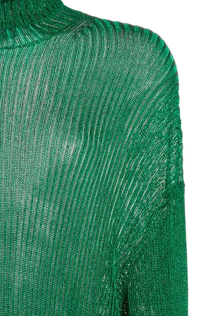 Shop Balenciaga Women's Ribbed-knit Midi Tunic Top In Green