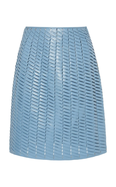 Shop Bottega Veneta Woven Leather Mini Skirt In Blue