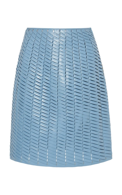 Bottega Veneta Intrecciato Weave A-line Skirt In Blue