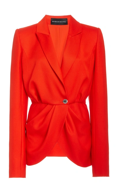 Shop Brandon Maxwell Women's Pleated Cady Peplum Blazer In Red