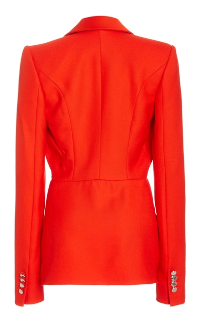 Shop Brandon Maxwell Women's Pleated Cady Peplum Blazer In Red