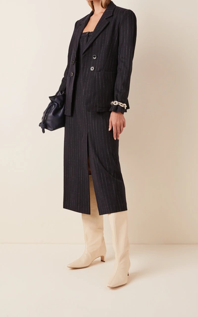 Shop Dorothee Schumacher Women's Classic Twist Pinstripe Wool-blend Blazer In Stripe